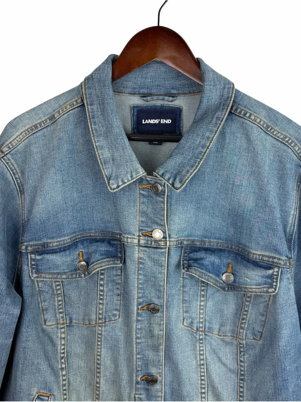 Lands End | Blue Denim Button Classic Jean Jacket